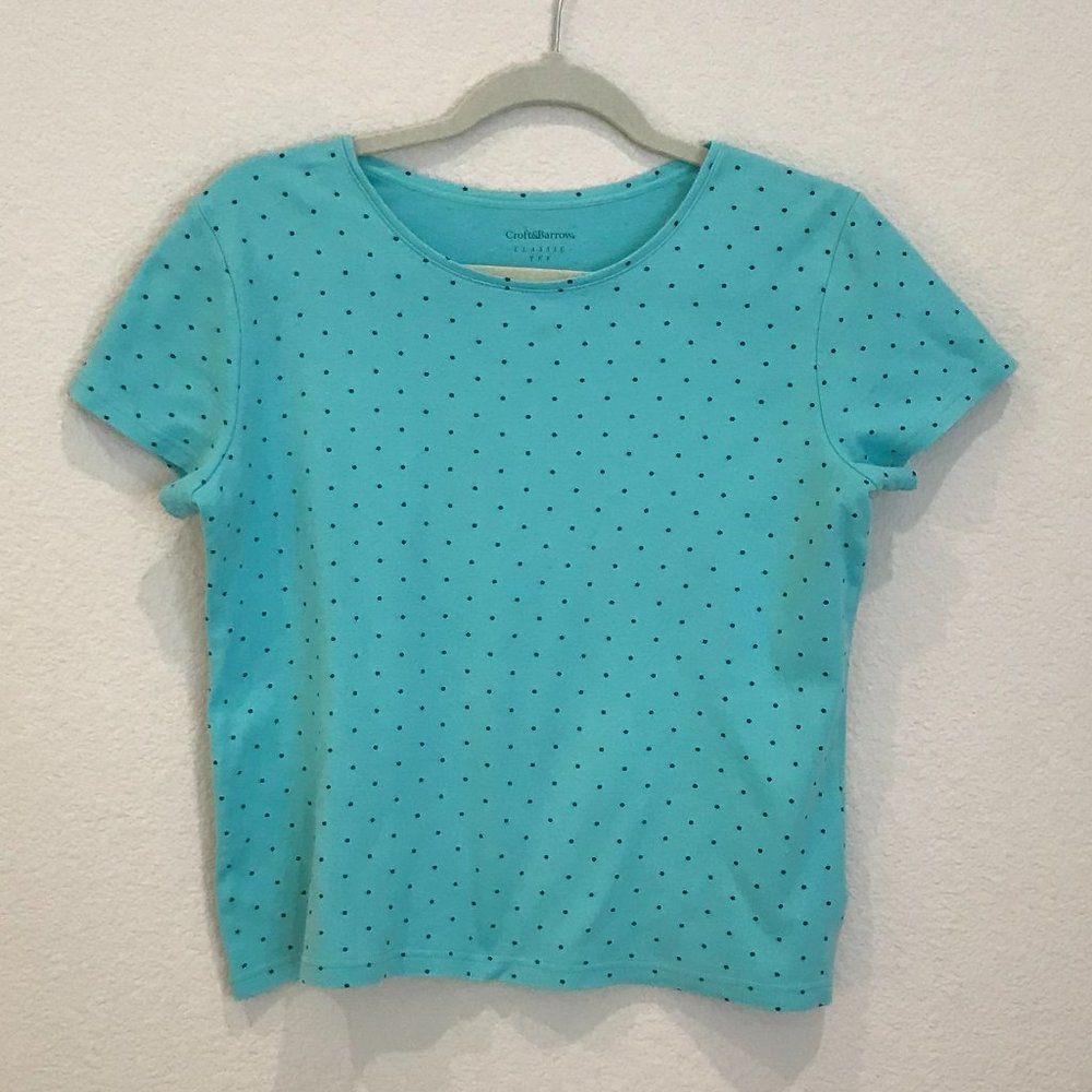 Croft & Barrow Classic Tee - Teal with dots